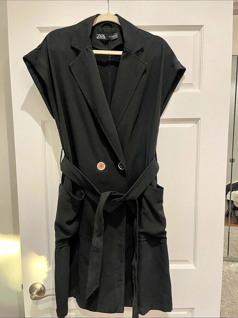 Zara ZW Collection Belted Vest Dress Black